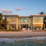 Impact windows installed on a modern Florida home protecting against hurricane winds